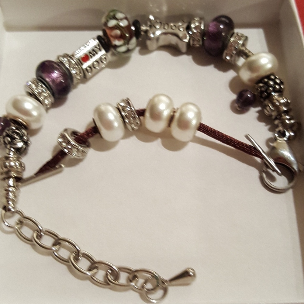 Silver Add A Bead Bracelet In Shades of Purple